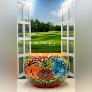 Pancho Talavera Handmade Multi Colored Clay/Ceramic  Planter Pot